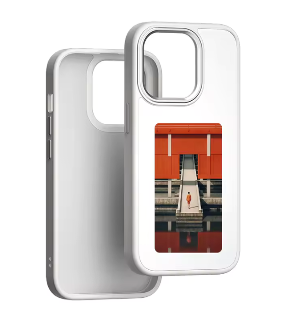 Witte PrintCase E-Ink Smart Case voor iPhone met aanpasbaar inktscherm voor elke gewenste foto via app